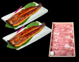 『ウナギと和牛の“特特上”セット』　五匠鰻2尾、松阪牛肩ロース250g（化粧箱入り）　※冷凍