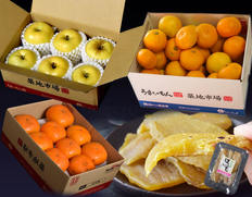 豊洲市場厳選ミカン＋リンゴ＋柿 さらにオマケ『旬のフルーツ福袋』